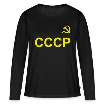 URSS - T-shirt manches longues Premium bio Femme - noir - Devant - Julia (174cm)