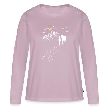 nerver marcher seul femme cheval montagnes étoiles - T-shirt manches longues Premium bio Femme - rose poudré - Devant - Julia (174cm)