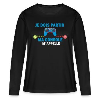 ma console m'appelle - T-shirt manches longues Premium bio Femme - noir - Devant - Julia (174cm)