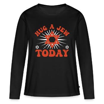 Judé judaïsme juif - T-shirt manches longues Premium bio Femme - noir - Devant - Julia (174cm)