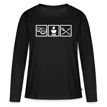 Grill Tripple - Barbecue Barbecue Grill barbecue barbecue grillé - T-shirt manches longues Premium bio Femme - noir - Devant - Julia (174cm)