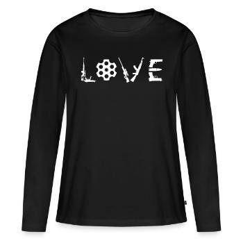 Armes Love Propriétaires d’armes - T-shirt manches longues Premium bio Femme - noir - Devant - Julia (174cm)