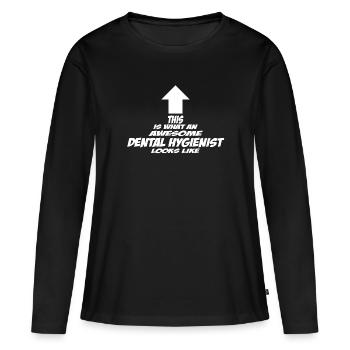 Zahnarzt Hygiene Geschenkidee - Frauen Premium Bio Langarmshirt - Schwarz - Vorne - Julia (174cm)