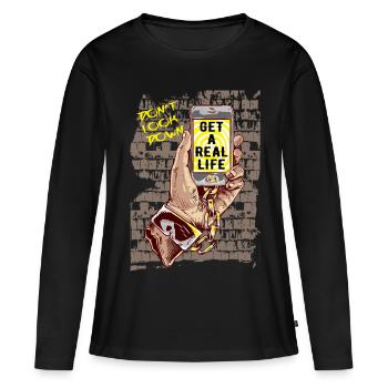 Téléphone portable Smartphone - T-shirt manches longues Premium bio Femme - noir - Devant - Julia (174cm)