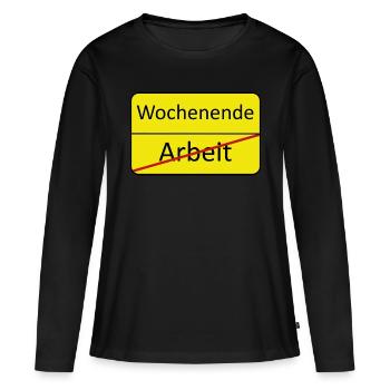 Wochenende - Frauen Premium Bio Langarmshirt - Schwarz - Vorne - Julia (174cm)
