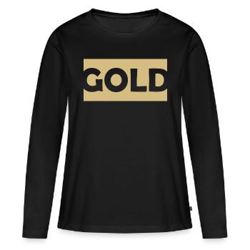 Gold - Frauen Premium Bio Langarmshirt - Schwarz - Vorne - Julia (174cm)