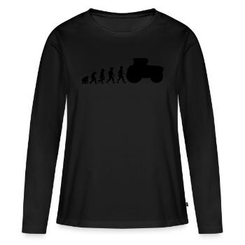 Evolution Traktor Traktor Traktor - Frauen Premium Bio Langarmshirt - Schwarz - Vorne - Julia (174cm)
