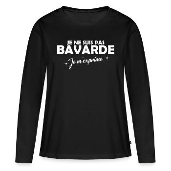 Je ne suis pas bavarde je m'exprime cadeau humour - T-shirt manches longues Premium bio Femme - noir - Devant - Julia (174cm)