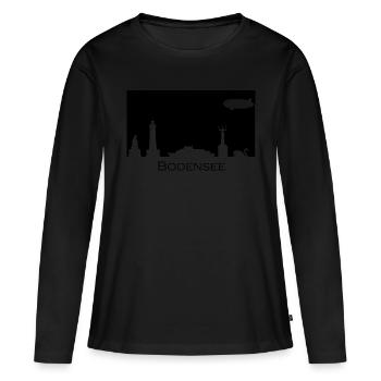 Lac de Constance | Silhouette | Noir - T-shirt manches longues Premium bio Femme - noir - Devant - Julia (174cm)