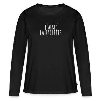 j'aime la raclette. cadeau raclette - T-shirt manches longues Premium bio Femme - noir - Devant - Julia (174cm)