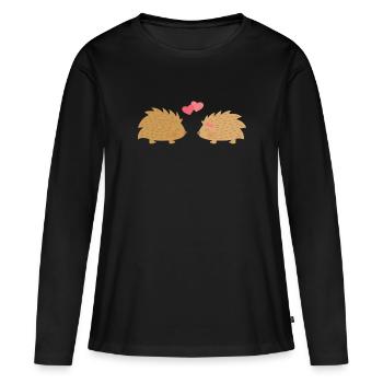 Nette Igel in der Liebe - Frauen Premium Bio Langarmshirt - Schwarz - Vorne - Julia (174cm)