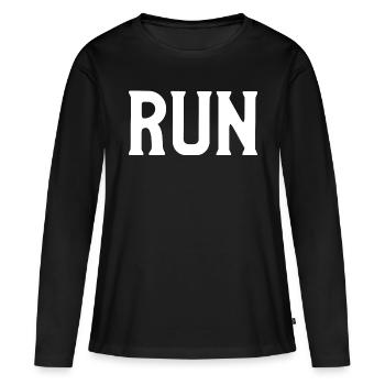 run - T-shirt manches longues Premium bio Femme - noir - Devant - Julia (174cm)