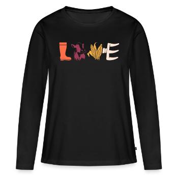 Love paysan cadeau de la vie rurale - T-shirt manches longues Premium bio Femme - noir - Devant - Julia (174cm)