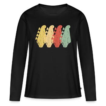 Manches de guitare basse électrique vintage - T-shirt manches longues Premium bio Femme - noir - Devant - Julia (174cm)