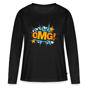 OMG - T-shirt manches longues Premium bio Femme - noir - Devant - Julia (174cm)