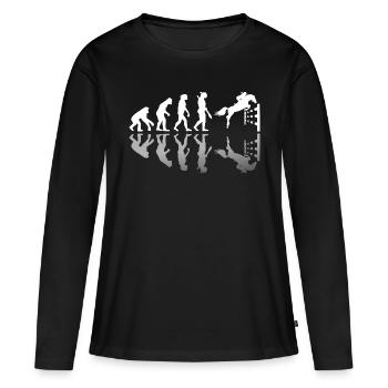 Evolution d'un cadeau d'équitation cavalier - T-shirt manches longues Premium bio Femme - noir - Devant - Julia (174cm)