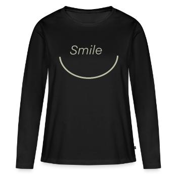 Smile - T-shirt manches longues Premium bio Femme - noir - Devant - Julia (174cm)