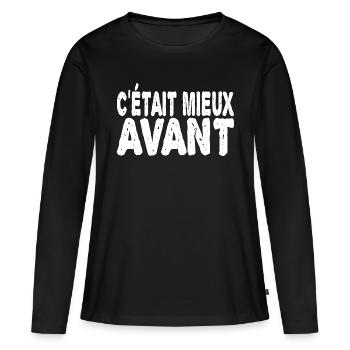 c'était mieux avant - T-shirt manches longues Premium bio Femme - noir - Devant - Julia (174cm)