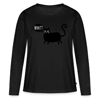 Chat Quel Chat Noir - T-shirt manches longues Premium bio Femme - noir - Devant - Julia (174cm)