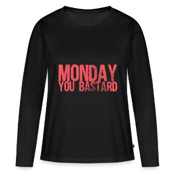 lundi - T-shirt manches longues Premium bio Femme - noir - Devant - Julia (174cm)