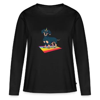 teckel - T-shirt manches longues Premium bio Femme - noir - Devant - Julia (174cm)
