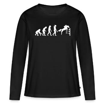Reitsport Reiten Evolution Pferd Reiterin Geschenk - Frauen Premium Bio Langarmshirt - Schwarz - Vorne - Julia (174cm)