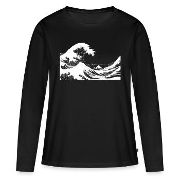 Dark Wave - Frauen Premium Bio Langarmshirt - Schwarz - Vorne - Julia (174cm)
