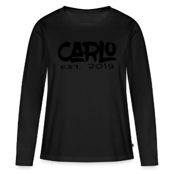 Carlo est. 2019 [black] - T-shirt manches longues Premium bio Femme - noir - Devant - Julia (174cm)