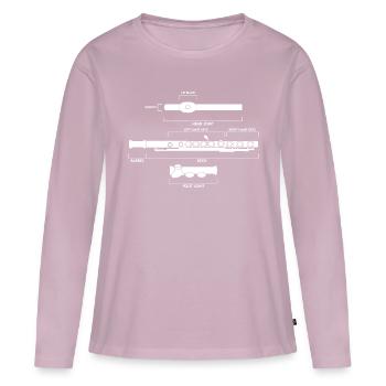 Flûte transversale Description Structure - T-shirt manches longues Premium bio Femme - rose poudré - Devant - Julia (174cm)