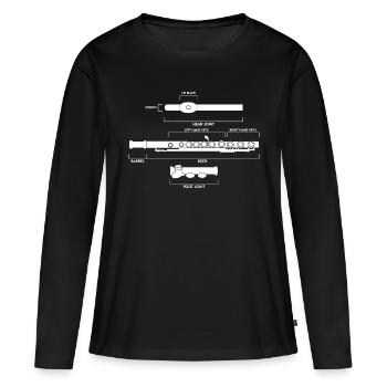 Flûte transversale Description Structure - T-shirt manches longues Premium bio Femme - noir - Devant - Julia (174cm)