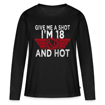 18 anniversaire Dix-huit 18 ans de cadeau - T-shirt manches longues Premium bio Femme - noir - Devant - Julia (174cm)