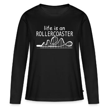 Rollercoaster montagnes russes - T-shirt manches longues Premium bio Femme - noir - Devant - Julia (174cm)