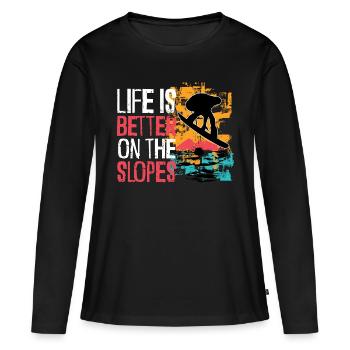 Snowboard Snowboard Vacances Snowboard Snowboard - T-shirt manches longues Premium bio Femme - noir - Devant - Julia (174cm)