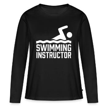 Moniteur de natation Natation Entraîneur de natation Cours de natation - T-shirt manches longues Premium bio Femme - noir - Devant - Julia (174cm)