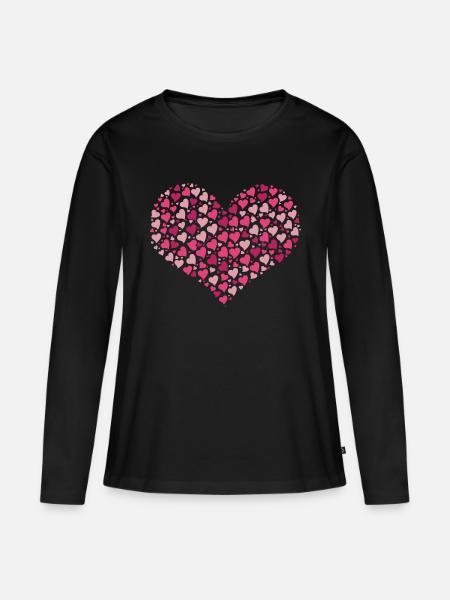 Herz - Frauen Premium Bio Langarmshirt - Schwarz