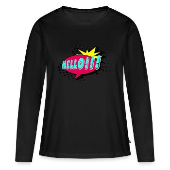 Bulle de dialogue, bulle, pop art, bulle de texte - T-shirt manches longues Premium bio Femme - noir - Devant - Julia (174cm)