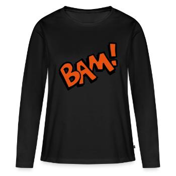 Bam! Comic Speech Bubble Funny font gift - Women's Premium Organic Long Sleeve Shirt - black - Front - Julia (174cm)