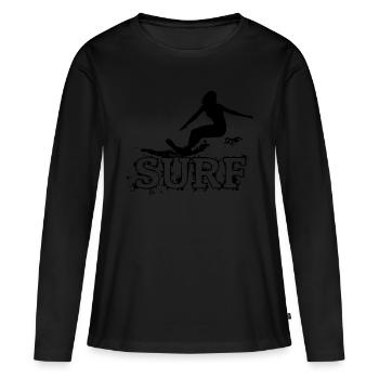 surfeuse - T-shirt manches longues Premium bio Femme - noir - Devant - Julia (174cm)