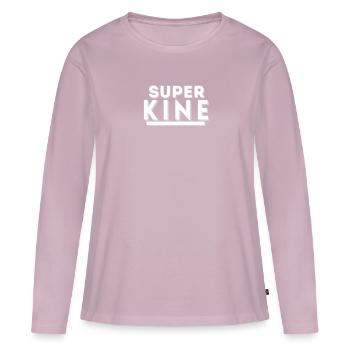 super kiné. cadeau kinésithérapeute - T-shirt manches longues Premium bio Femme - rose poudré - Devant - Julia (174cm)