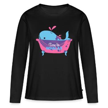 Time to relax, time to Whalax - Women's Premium Organic Long Sleeve Shirt - black - Front - Julia (174cm)