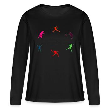 SOMETIMES YOU LOSE, BUT YOU ALWAYS LEARN - T-shirt manches longues Premium bio Femme - noir - Devant - Julia (174cm)