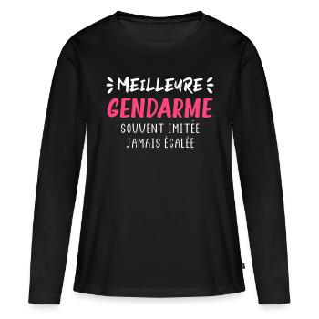 Meilleure gendarme souvent imitée - T-shirt manches longues Premium bio Femme - noir - Devant - Julia (174cm)