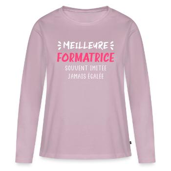 Meilleure formatrice - T-shirt manches longues Premium bio Femme - rose poudré - Devant - Julia (174cm)