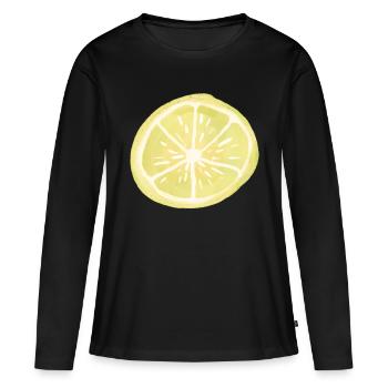 Tranche de citron - T-shirt manches longues Premium bio Femme - noir - Devant - Julia (174cm)