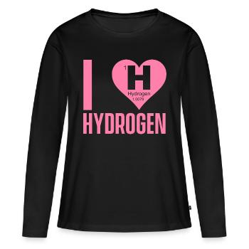 J’adore les dictons hydrogène carburant hydrogène - T-shirt manches longues Premium bio Femme - noir - Devant - Julia (174cm)
