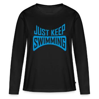 Continuez simplement à nager - T-shirt manches longues Premium bio Femme - noir - Devant - Julia (174cm)