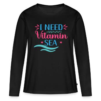 J’ai besoin de Vitamin Sea - T-shirt manches longues Premium bio Femme - noir - Devant - Julia (174cm)