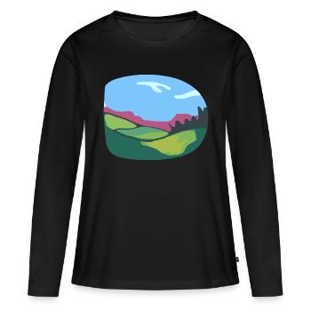 Paysage naturel - T-shirt manches longues Premium bio Femme - noir - Devant - Julia (174cm)