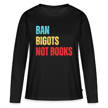 Interdire les bigots Pas les livres Livres interdits - T-shirt manches longues Premium bio Femme - noir - Devant - Julia (174cm)