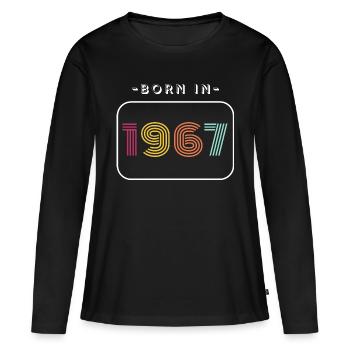 Date de naissance vintage 1967 - T-shirt manches longues Premium bio Femme - noir - Devant - Julia (174cm)